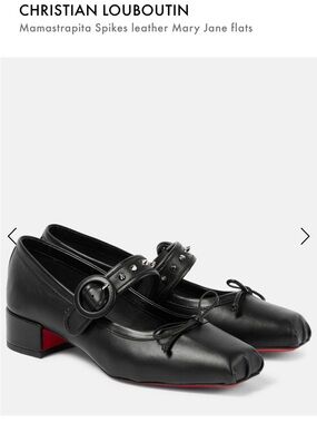 Christian Louboutin Black Leather Mamashrapita Spiked Mary Jane Flats